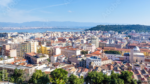 Panoramic view from the old town of Cagliari, capital of Sardinia, Italy