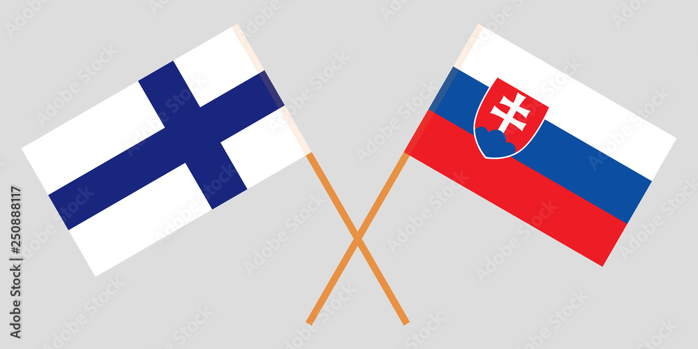 Slovakia and Finland. The Slovakian and Finnish flags. Official colors. Correct proportion. Vector