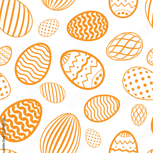 Easter egg seamless pattern. Pastel color, holiday eggs texture. Simple abstract decorative template for Happy Easter celebration. Stylized cute ornament wallpaper, card, fabric. Vector illustration