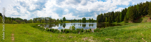 Panorama of summer landscape on the lake , Russia