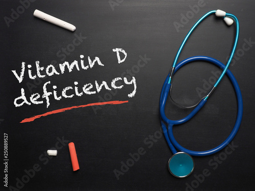 The words Vitamin D deficiency on a chalkboard