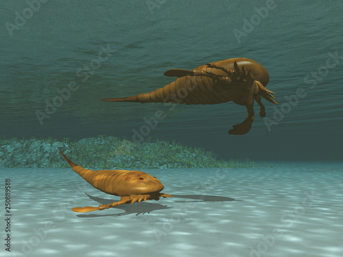3d illustration of two eurypterids photo