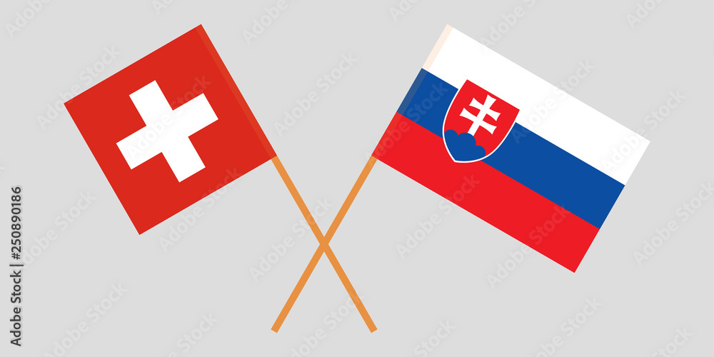 Slovakia and Switzerland. The Slovakian and Swiss flags. Official colors. Correct proportion. Vector