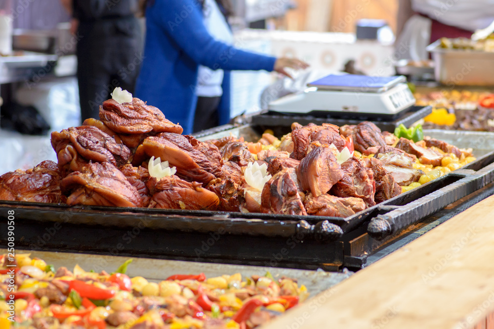 Traditional Hungarian pig slaughter dishes, pork knuckle