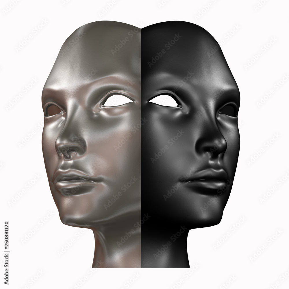 Black and Silver head 3d rendering Black and Silver head 3d rendering