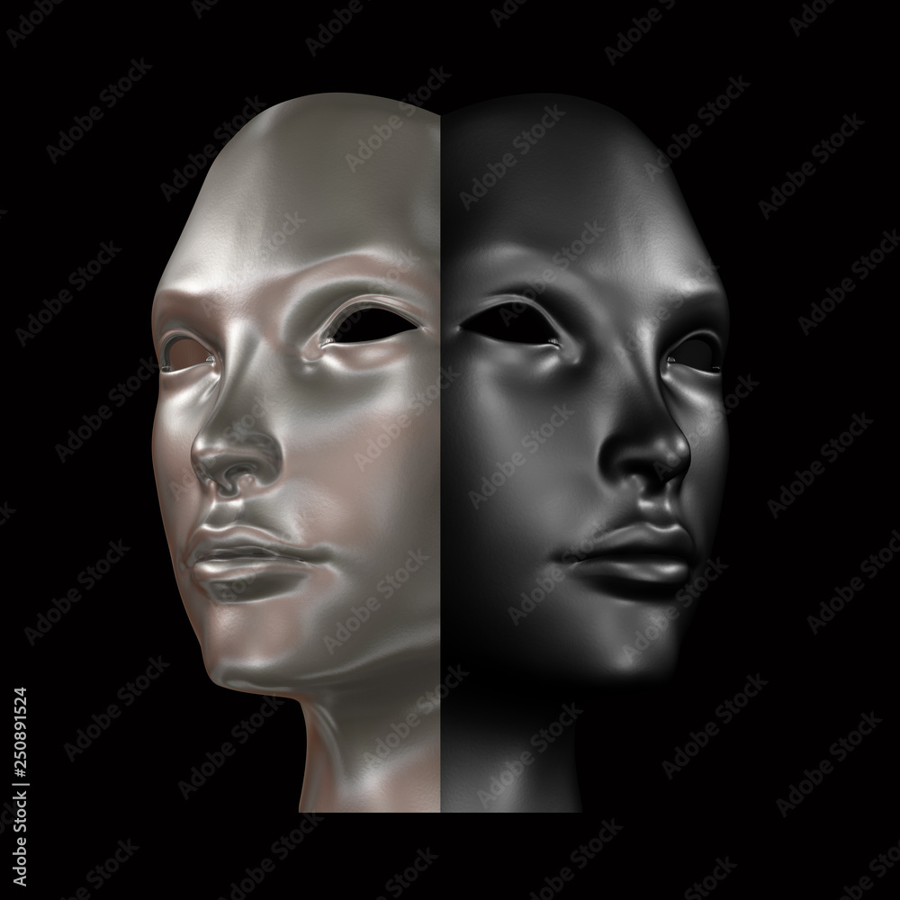 Black and Silver head 3d rendering Black and Silver head 3d rendering