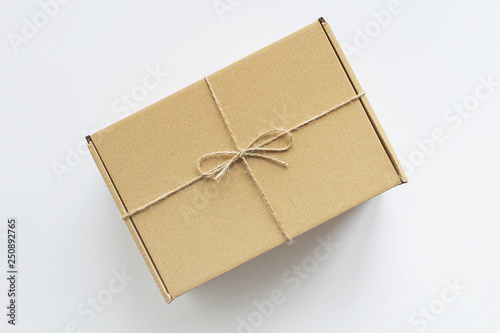 craft gift boxex set hank of rope on a white background