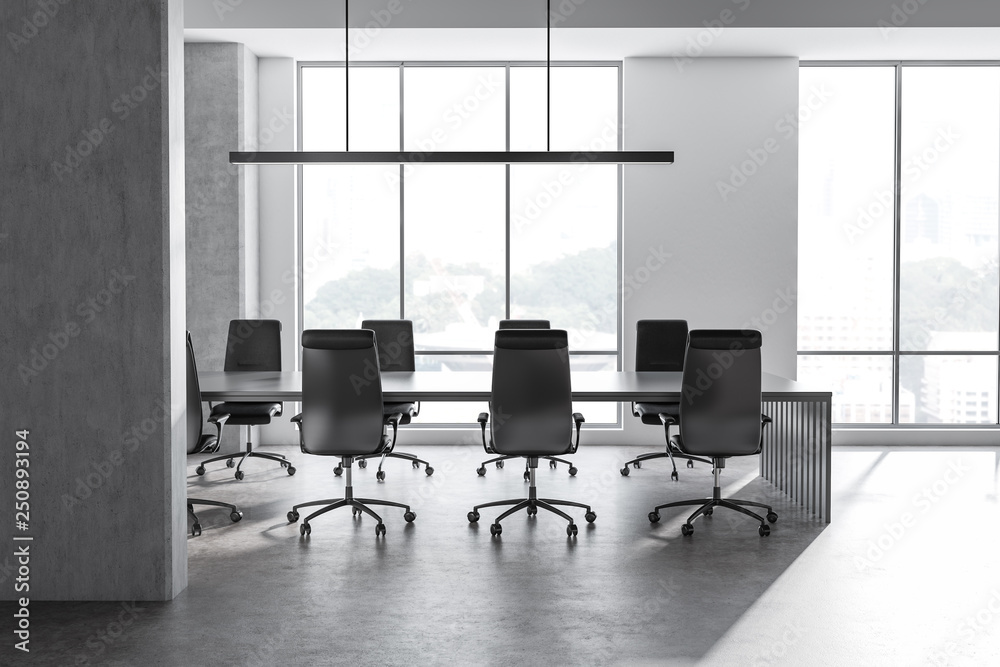 Fototapeta premium White and concrete meeting room interior