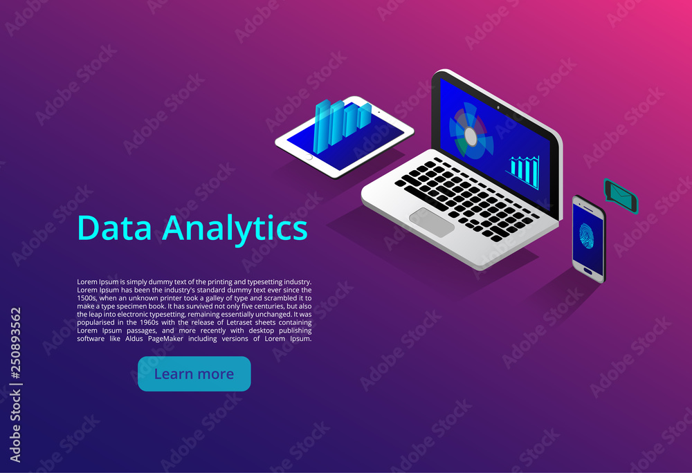 Isometric modern computers technology and networking concept. Web cloud technology business. Internet data services vector illustration Isometric modern computers technology and networking concept. Web cloud technology business. Internet data services vector illustration