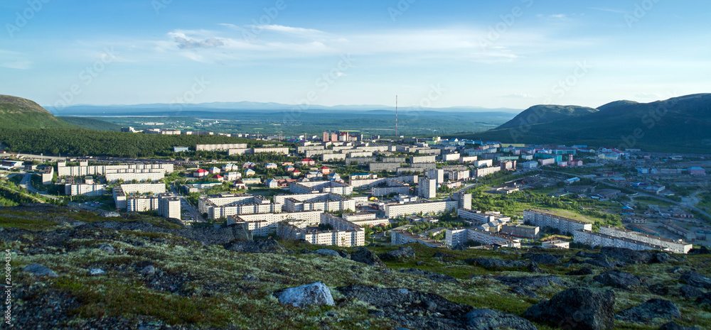 Panorama of Kirovsk in the summer