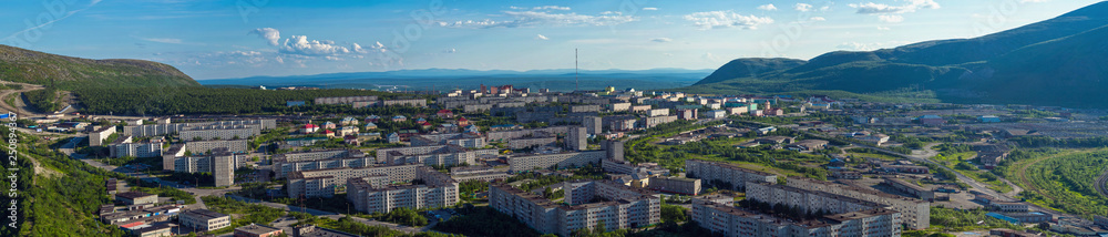 Panorama of Kirovsk in the summer