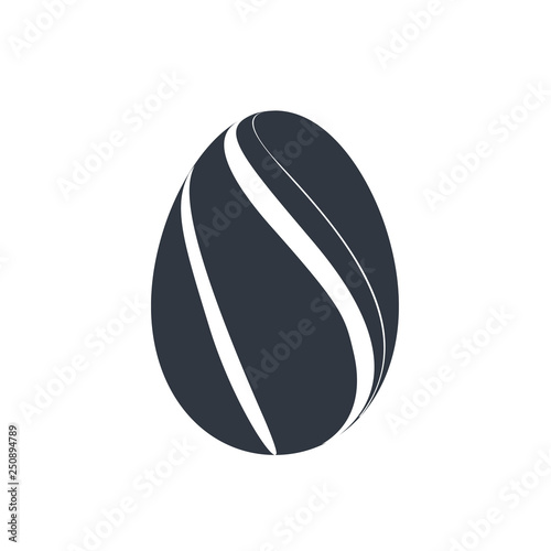 Easter egg icon. Black egg sign, isolated white background. Simple design, decoration Happy Easter. Holiday decorative element. Cute pattern ornament celebration. Spring symbol. Vector illustration