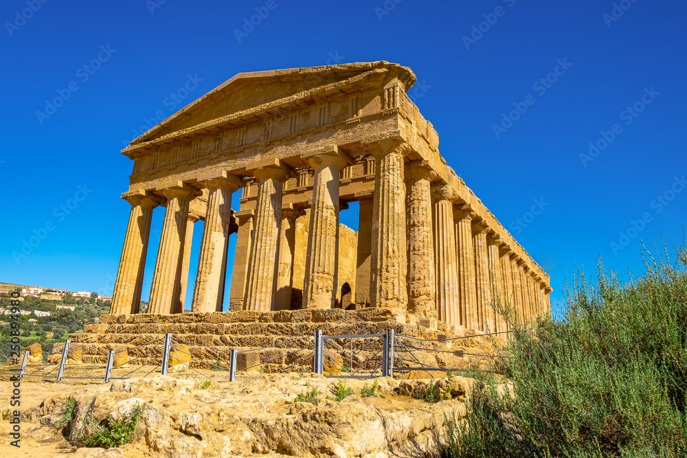 Ancient Doric Greek Temple of Concordia in Valley of Temples in Agrigento