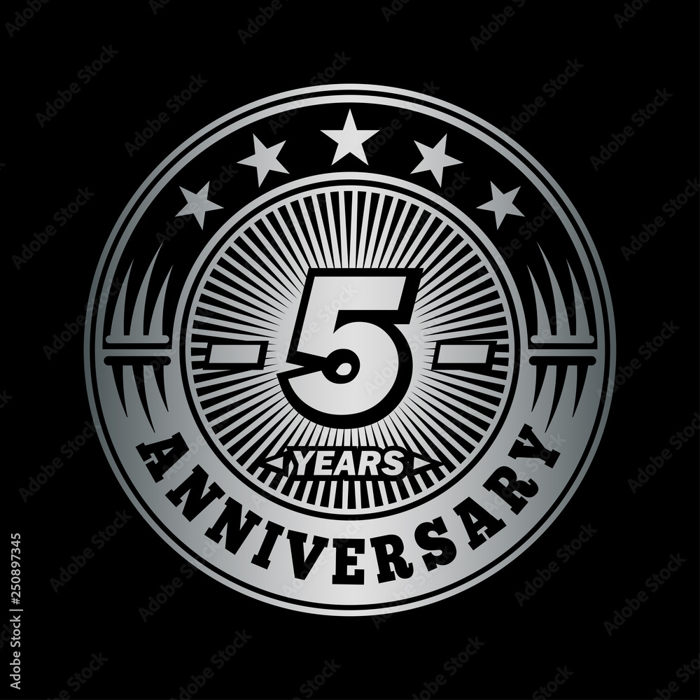 5 years anniversary. Anniversary logo design. Vector and illustration.