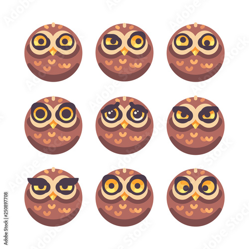 Wallpaper Mural Set of funny owl faces with different expressions Torontodigital.ca