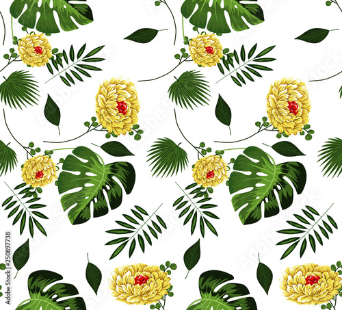 Trendy  seamless beautiful artistic summer tropical pattern with exotic palm pattern 