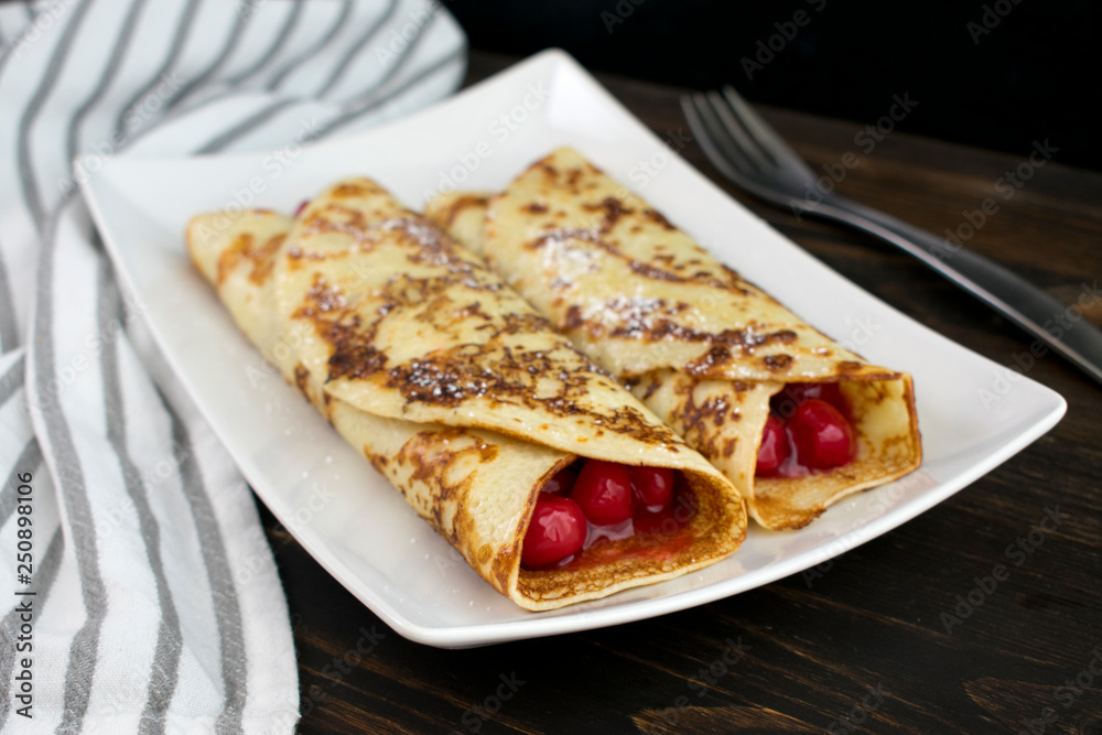  Cherry Filled Crepes