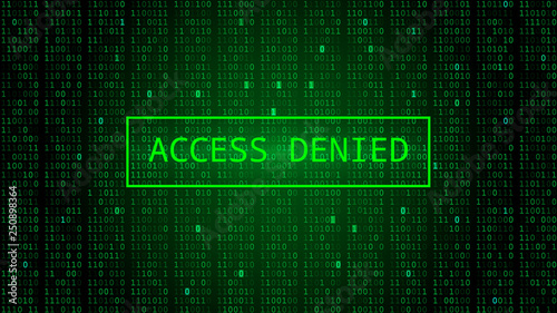 Binary Code on Dark Green Backdrop. Access Denied