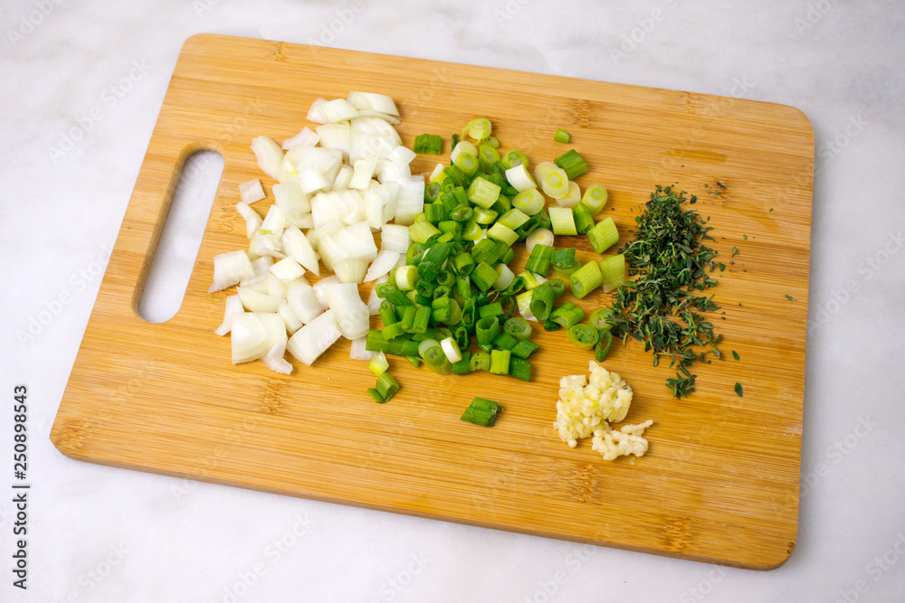 Chopped Onion, Scallions, Thyme, and Ginger Chopped Onion, Scallions, Thyme, and Ginger