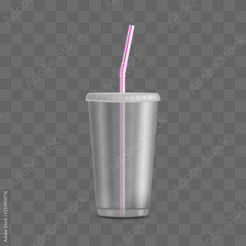 Vector red plastic disposable cup takeaway drink