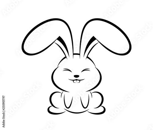 Illustrations of rabbit action logo on white background, Animals vector of isolated a cute rabbit icon