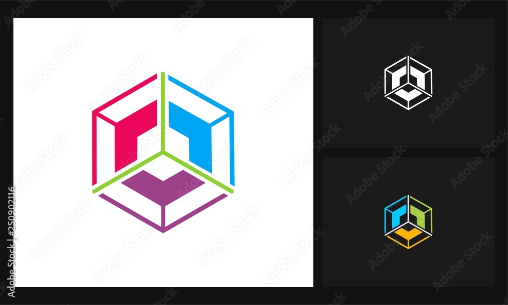 Fototapeta premium hexagon tech colorful logo