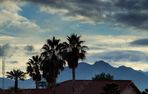Mountains covered morning fog in the Arizona, USA
