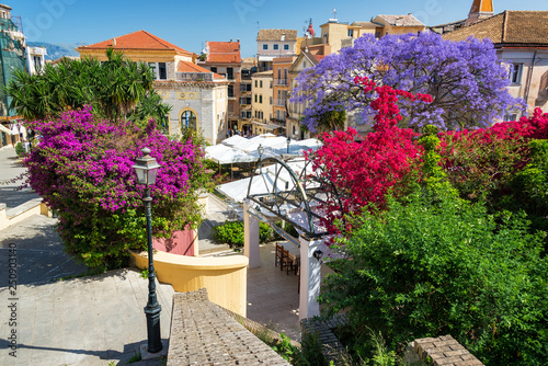 Colorful Plaza in Corfu, Greece