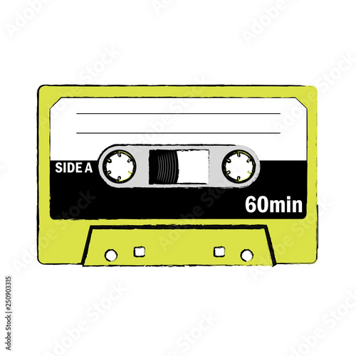 手描きタッチのカセットテープのイラスト｜アナログ｜cassette tape illustration