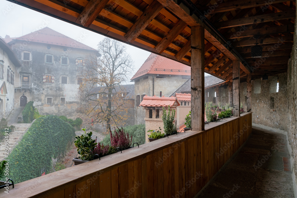 Fototapeta premium Exterior view of the Bled Castle