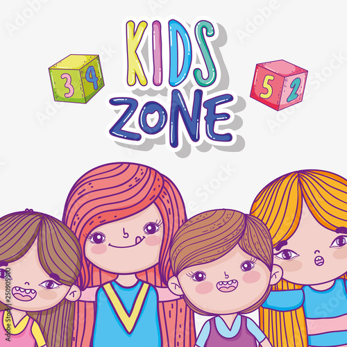 children with cubes game in the play zone