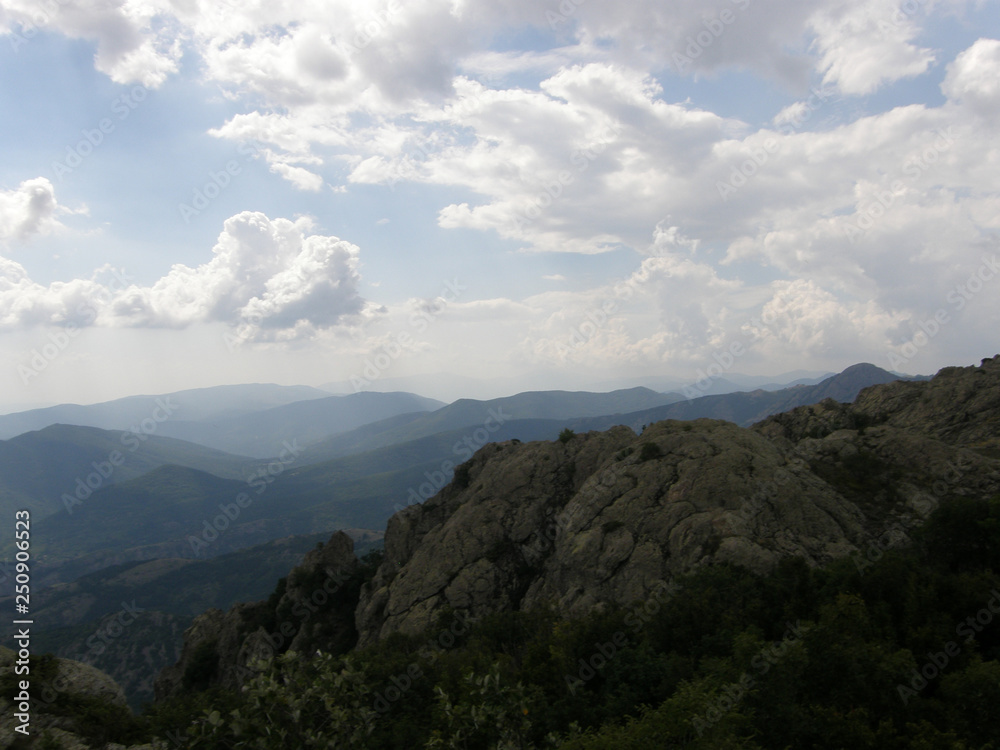 Landscape of Balkan Mountains and Sky with Clouds. Silence in the Rocks.