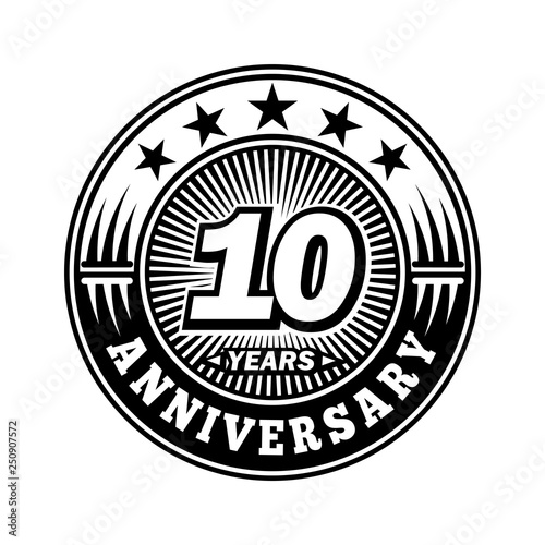10 years anniversary. Anniversary logo design. Vector and illustration.