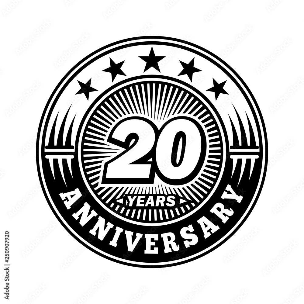 20 years anniversary. Anniversary logo design. Vector and illustration.