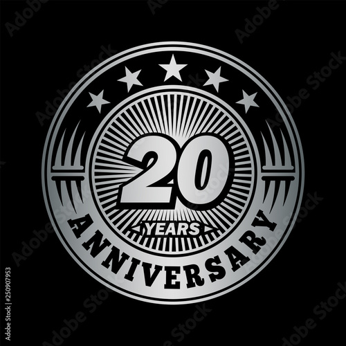 20 years anniversary. Anniversary logo design. Vector and illustration.