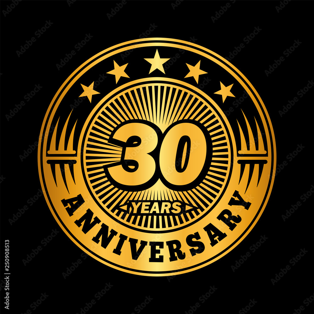 30 years anniversary. Anniversary logo design. Vector and illustration.