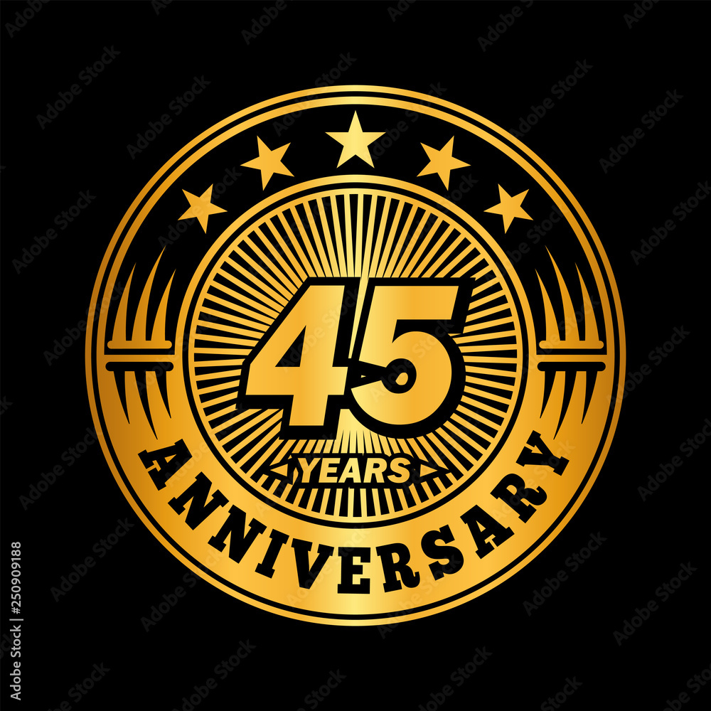45 years anniversary. Anniversary logo design. Vector and illustration. 45 years anniversary. Anniversary logo design. Vector and illustration.