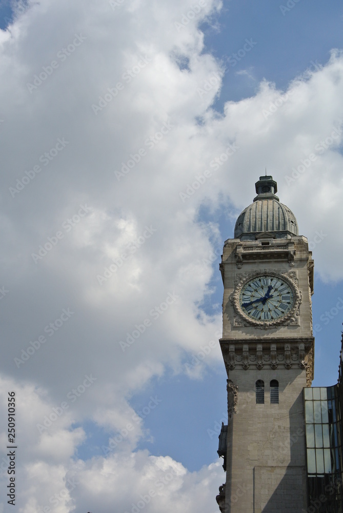 Clock tower in city view