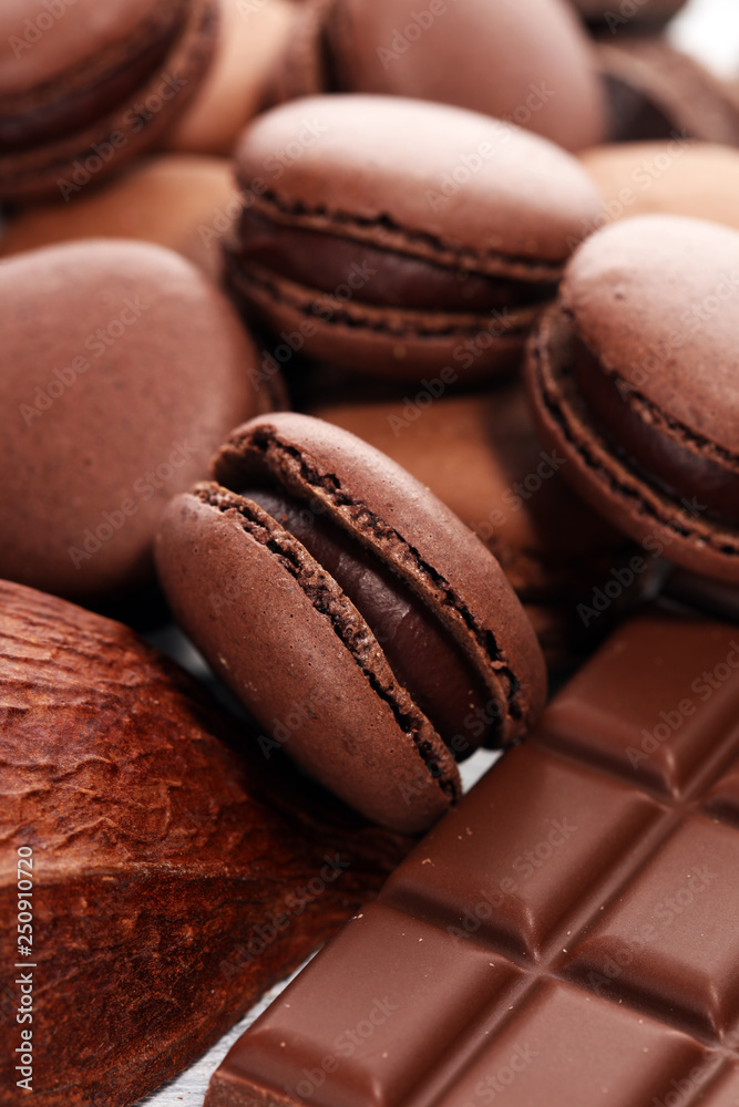Sweet and colourful french macaroons or macaron with chocolate. Sweet and colourful french macaroons or macaron with chocolate.