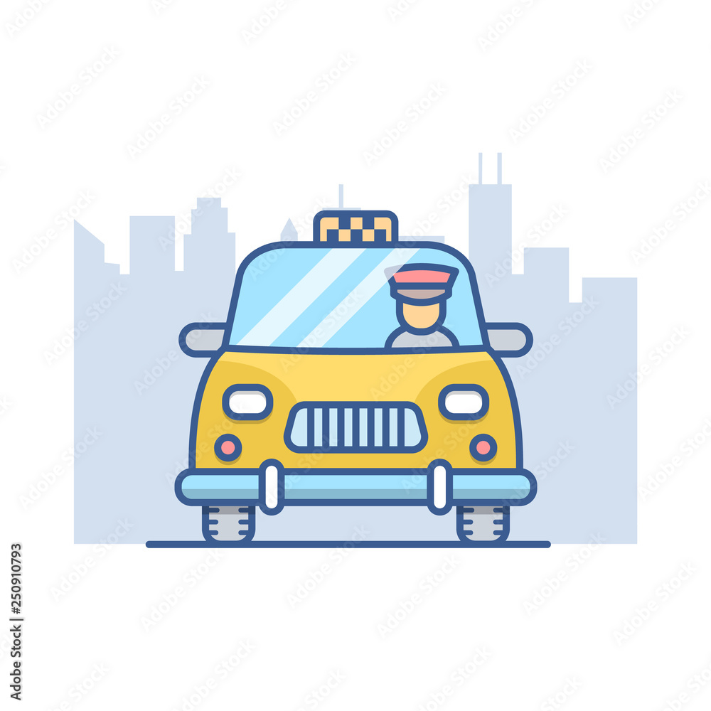 Taxi line vector icon, cab outline illustration.