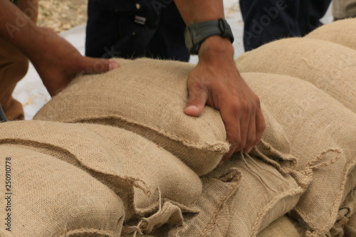 Photos Building a Sandbag Wall