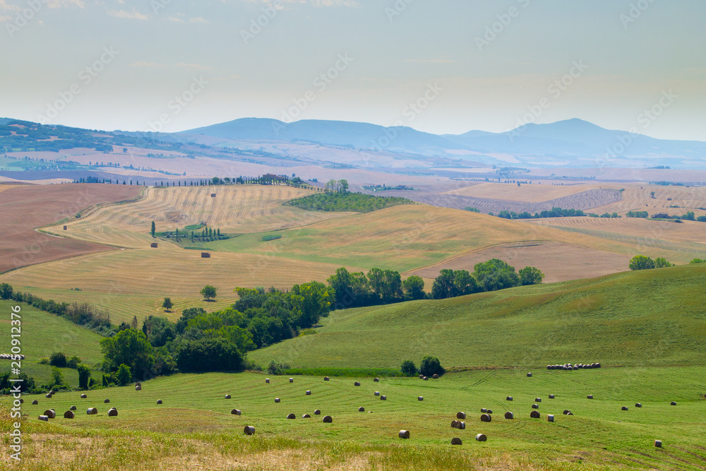 Tuscany hills panorama summer view, Italian landscape Tuscany hills panorama summer view, Italian landscape