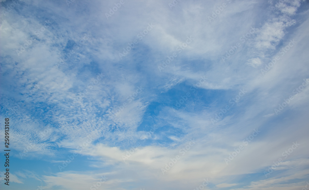 vivid blue sky with clouds nature landscape wallpaper background from below