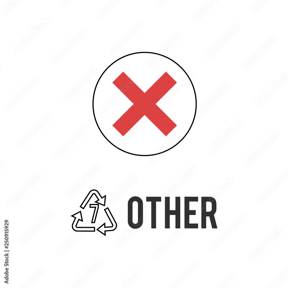 Plastic recycling icon, symbol and sign Other. Plastic recycling icon, symbol and sign Other.