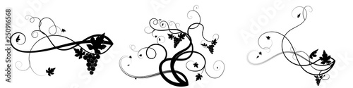 grapes weaving tangled plant black on white