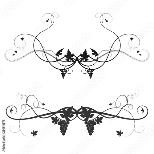 grapes weaving tangled plant black on white