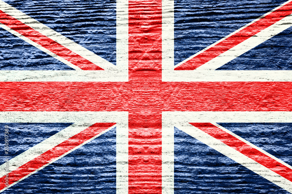 Fototapeta premium British flag with a wooden texture.