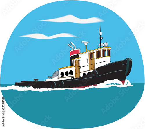 Tug Boat Vector Illustration