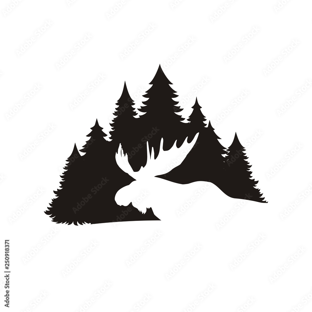 Obraz premium Silhouette of a horned moose