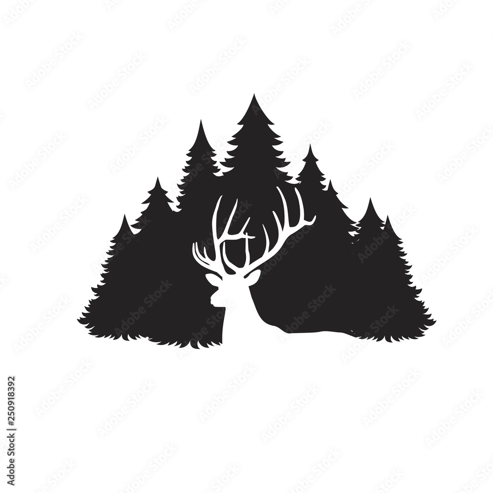 Silhouette of a deer and forest Silhouette of a deer and forest